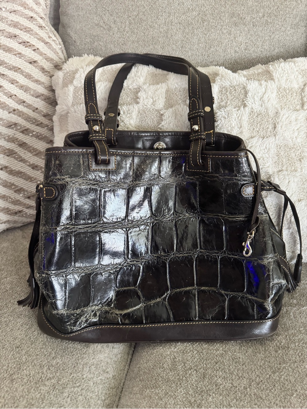 Dooney & Bourke Black Croc-Embossed Leather Tote